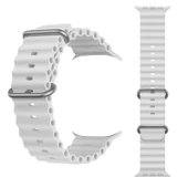 YENİ NESİL APPLE UYUMLU AKILLI SAAT KORDONU SİLİKON 42/49MM BEYAZ - 1