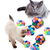Renkli Ponpon Top Kedi Oyuncagı 7cm - 1