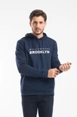 Süperlife Erkek Kapşonlu Rahat Kalıp İnce Wıllamsburg Brooklyn Baskılı Swetashırt spr24sw123 - 7