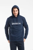 Erkek Kapşonlu Rahat Kalıp İnce Wıllamsburg Brooklyn Baskılı Swetashırt spr24sw123 thumbnail 8