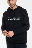 Erkek Kapşonlu Rahat Kalıp İnce Wıllamsburg Brooklyn Baskılı Swetashırt spr24sw123 thumbnail 2