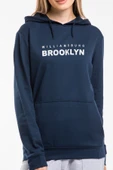 Kadın Kapşonlu Rahat Kalıp İnce Wıllamsburg Brooklyn Baskılı Swetashırt spr24swk123 - 11