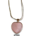 Pembe Kuvars Kolye Kalp Kesim 453-4 - 4