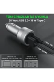 USB Type C Araç Şarj Cihazı - 2 Port, Hızlı Şarj 48W Çakmaklık Adaptörü - 6