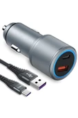 USB Type C Araç Şarj Cihazı - 2 Port, Hızlı Şarj 48W Çakmaklık Adaptörü - 1