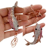 Kristal Taşlı Pembe Köpekbalığı Anahtarlık No.1 - 3