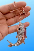 Kristal Taşlı Pembe Köpekbalığı Anahtarlık No.1 - 8