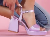 DİVOLYA Fell Lila Saten Platform Topuklu Günlük Ayakkabı - 1