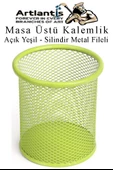 Silindir Masa Üstü Kalemlik 1 Adet Metal Fileli Renkli Perforeli Yuvarlak Kalemlik Ofis Büro Okul - 2