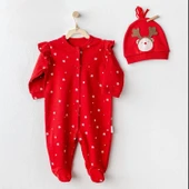 Andywawa AC25328 Happy Newyear Kadife Bebek Tulum Takım Red - 1