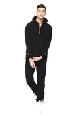 Erkek Paraşüt Kumaş Yarım Fermuarlı Kapüşonlu Kolları Çıtçıtlı Kanguru Cepli İnce Baharlık Sweatshirt - 2