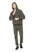 Erkek Paraşüt Kumaş Yarım Fermuarlı Kapüşonlu Kolları Çıtçıtlı Kanguru Cepli İnce Baharlık Sweatshirt - 3