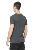 Erkek Bisiklet Yaka Yıkamalı Önü Parçalı Pamuklu Kısa Kollu T-shirt - 9