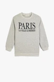 Koton Erkek Çocuk Sweatshirt Paris Baskılı Bisiklet Yaka Uzun Kollu Şardonlu - 1