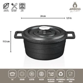 Amboss 7 Parça Copper Döküm Set (Siyah) - 3
