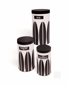 Ekose ve Yaprak Desenli Metal Ekmeklik Ve 3'lü Kavanoz Set - 4