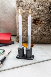 2li Modern Siyah Mumluk & 4lü Gümüş Mum - 1