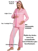 Kalpli Hamile Önden Düğmeli Uzun Kol Mevsimlik Bel Ayarlı %100 Pamuk Pijama Takımı-Geniş Kalıp - 5