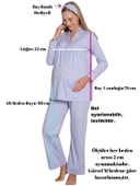 Kalpli Hamile Önden Düğmeli Uzun Kol Mevsimlik Bel Ayarlı %100 Pamuk Pijama Takımı-Geniş Kalıp - 4