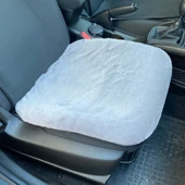 Yumuşak Tüylü Peluş Serme Oto Koltuk Koruyucu Minder Ön 2'li Gri - 2