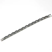 925 Ayar Gümüş Desenli Bileklik, Siyah thumbnail 3