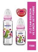 Bambino 3'lü Cam Biberon ve Emzik Seti - T099 -Pembe - 1