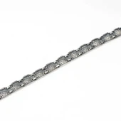 925 Ayar Gümüş Desenli Bileklik, Siyah thumbnail 4