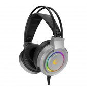 KULAKLIK RAMPAGE RM-X5 AIRS GRİ CMEDIA 100B CHİPSET USB RAİNBOW LED AYDINLATMALI MİKRAFONL - 1