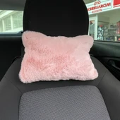 Yumuşak Peluşlu Ortopedik Araba Seyahat Boyun Yastığı 2'li Pudra Pembe - 5