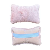 Yumuşak Peluşlu Ortopedik Araba Seyahat Boyun Yastığı 2'li Pudra Pembe - 4