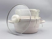 Bonera Emaye Cam Kapaklı Beyaz Kızartma Tenceresi 22cm - 4