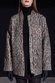 Leopar Desen Cepli Ceket Siyah - 5