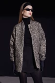 Leopar Desen Cepli Ceket Siyah - 4