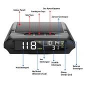 HyMark Evrensel GPS Hız Göstergesi Araç Güneş Enerjili Hız Ölçer S98 HUD Ekranı - 5