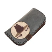 BB MAVİ KAHVE KEDİ KILÇIK ÖRGÜ TASARIM CÜZDAN - 1