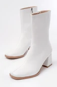 Beyaz Topuklu Fermuarlı Kadın Bot thumbnail 5