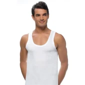 6'Lı Seher Yıldızı Erkek Atlet Askılı Klasik %100 Pamuk  Beyaz 3XL thumbnail 2