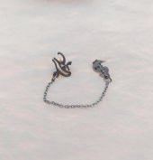 Çelik Klips Sallantılı Bayan Zincirli Küpe Stainless steel kararmaz  Küpe - 1