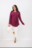 Kadın Büyük Beden Uzun Kollu Düğme Detaylı Bluz 1863-25 - 9