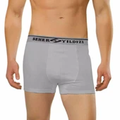 12 Adet Seher 060 Likralı Erkek Boxer Şort Paçalı Külot  Gri 2XL thumbnail 1