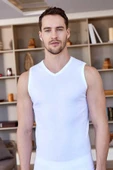 Berrak Erkek Ribana Kolsuz V Yaka Body 6'Lı Paket - 1028  Beyaz M thumbnail 2