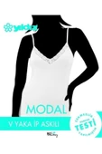 Yıldız Kadın Modal V-yaka Dantelli Atlet 3'Lü Paket - 2225-2226-2227  L Ekru thumbnail 3
