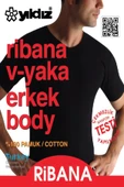 Yıldız Erkek Ribana V Yaka Body Atlet 60/62 - 6 Adet  Beyaz M thumbnail 9