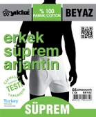 6'Lı Yıldız 05 Erkek Süprem Pamuk Paçalı Arjantin Külot  Beyaz XL thumbnail 4