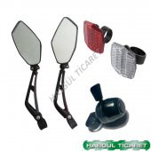 Hsgl Bisiklet sport ayna zil ve ikili reflektör set - 5