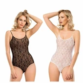 Namaldi Kadın İp Askılı Elastan Dantelli Body 2'Li Paket - 258  Beyaz S thumbnail 7