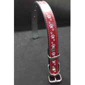 Zekton Ayarlanabilir Kırmızı Suni Deri Pati Desenli Küçük Irk Tasması - 1