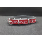 Zekton Ayarlanabilir Kırmızı Suni Deri Pati Desenli Küçük Irk Tasması - 2