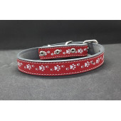 Zekton Ayarlanabilir Kırmızı Suni Deri Pati Desenli Küçük Irk Tasması - 3