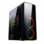 POWERBOOST VK-G3904S USB3.0 Full Siyah Arcylic Halo Rainbow RGB Fan kasa (PSU Yok) (JBST-VKG3904S) - 1